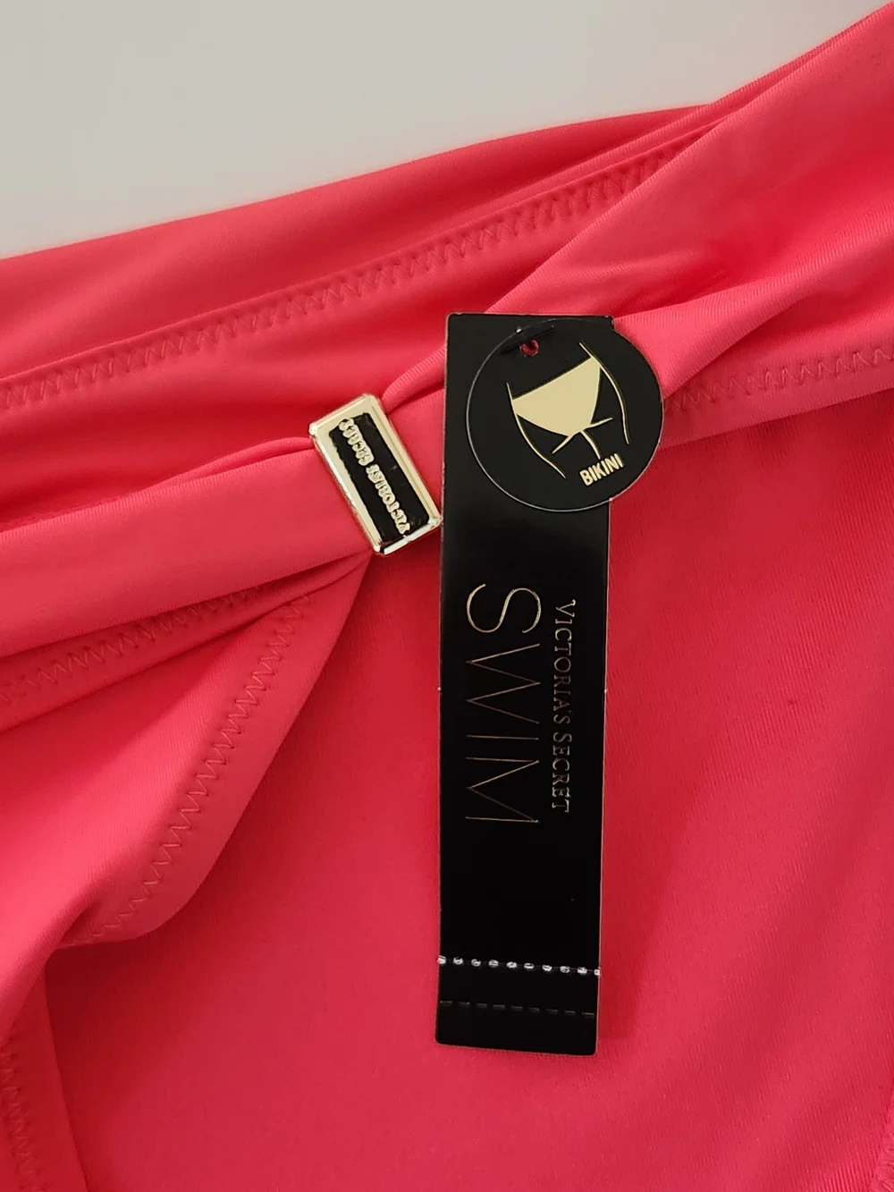 Victoria's Secret Dark Pink Bikini Bottom with Gold Tone Accents NWT Size Large